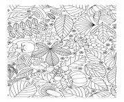 fall autumn doodle for adults leaves mushrooms grapes pumpkin coloring pages