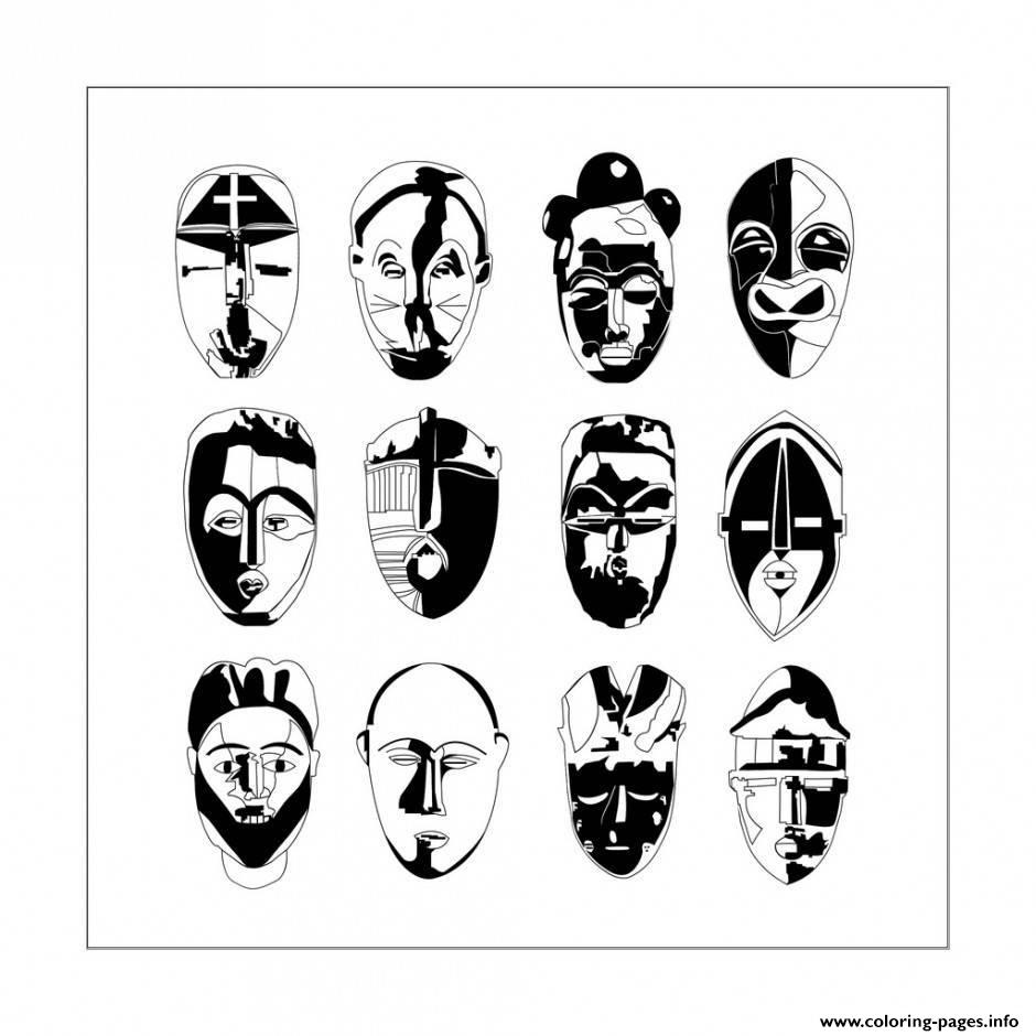Adult Africa 9 Masks coloring