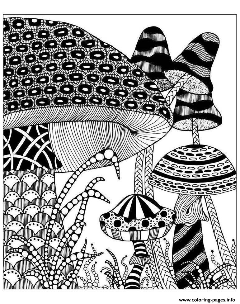 Adult Big Mushrooms coloring