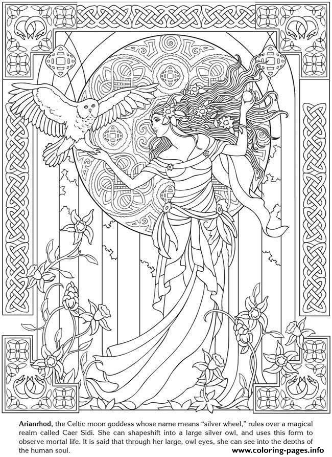 Adult Arianrhod Celtic Goddess coloring