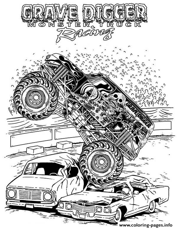 Grave Digger Monster Truck Racing coloring