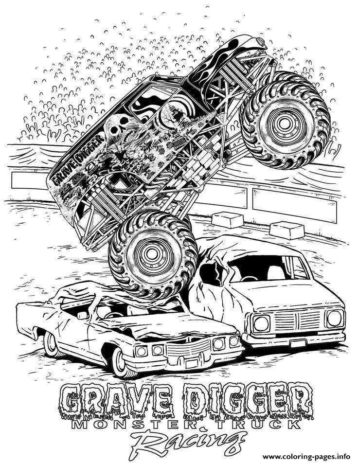 Grave Digger Hot Monster Truck coloring