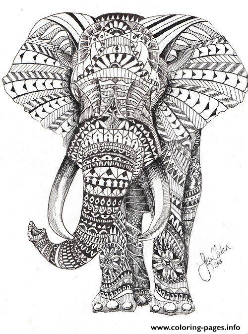 Elephant For Adults Color Hard Difficult coloring