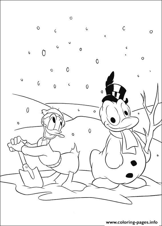 Donald Making Snowman Disney Sde7e coloring