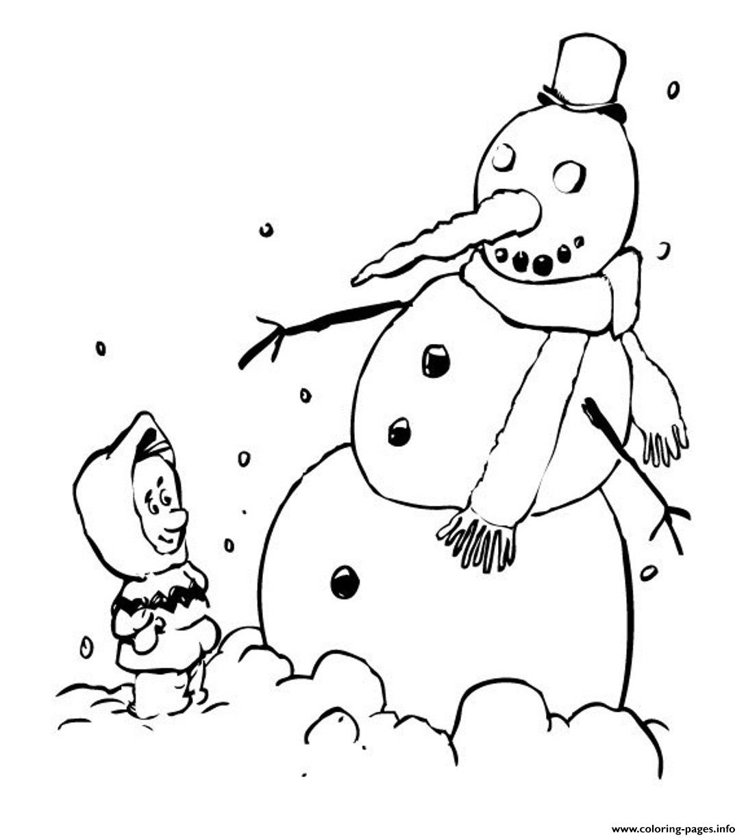 Kid And Snowman Winter S45a9 coloring