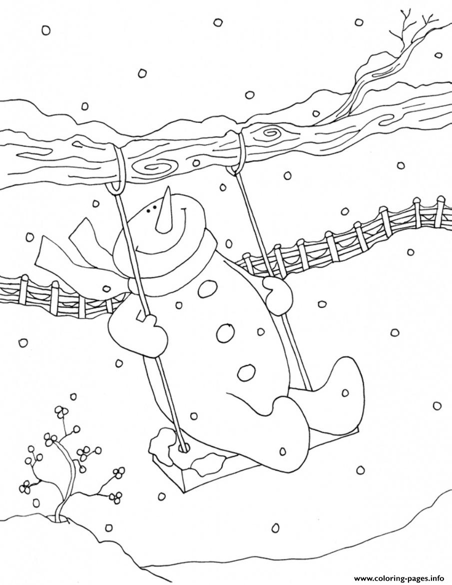 Swing Snowman S Kids C0f4 coloring