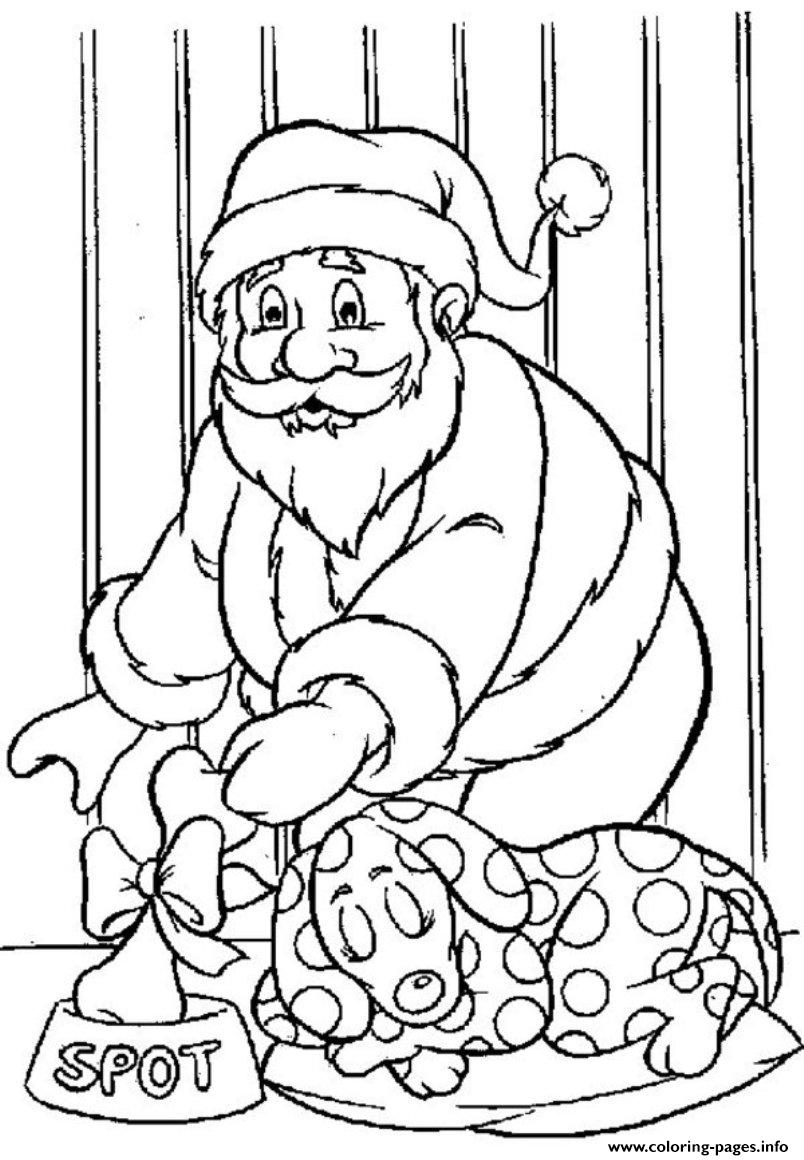 Santa  Gives A Bone For Dog82e2 coloring