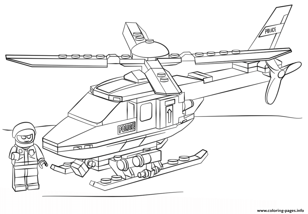Lego Police Helicopter coloring