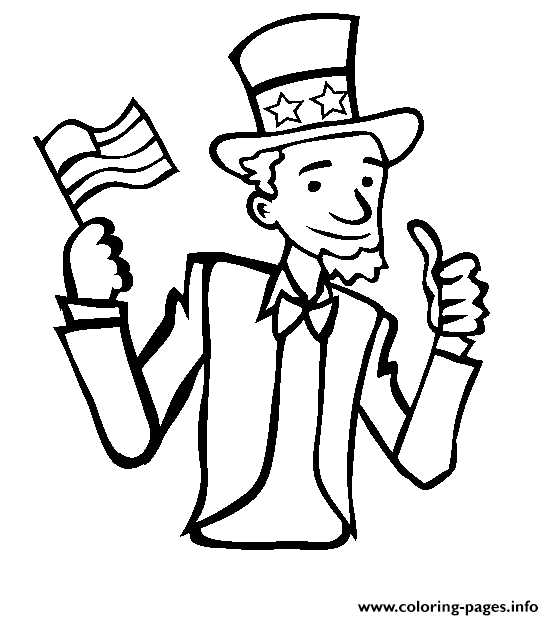 Uncle Sam Presidents Day coloring
