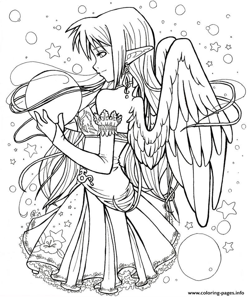 Anime Dark Angel Girl Adult coloring