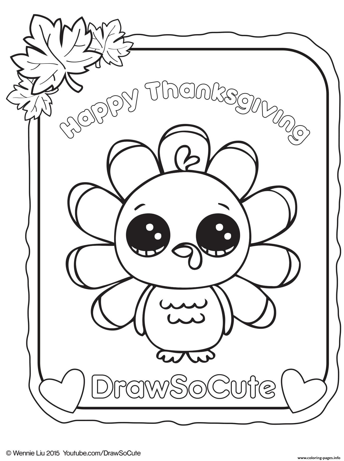 Thanksgiving Turkey Draw So Cute coloring