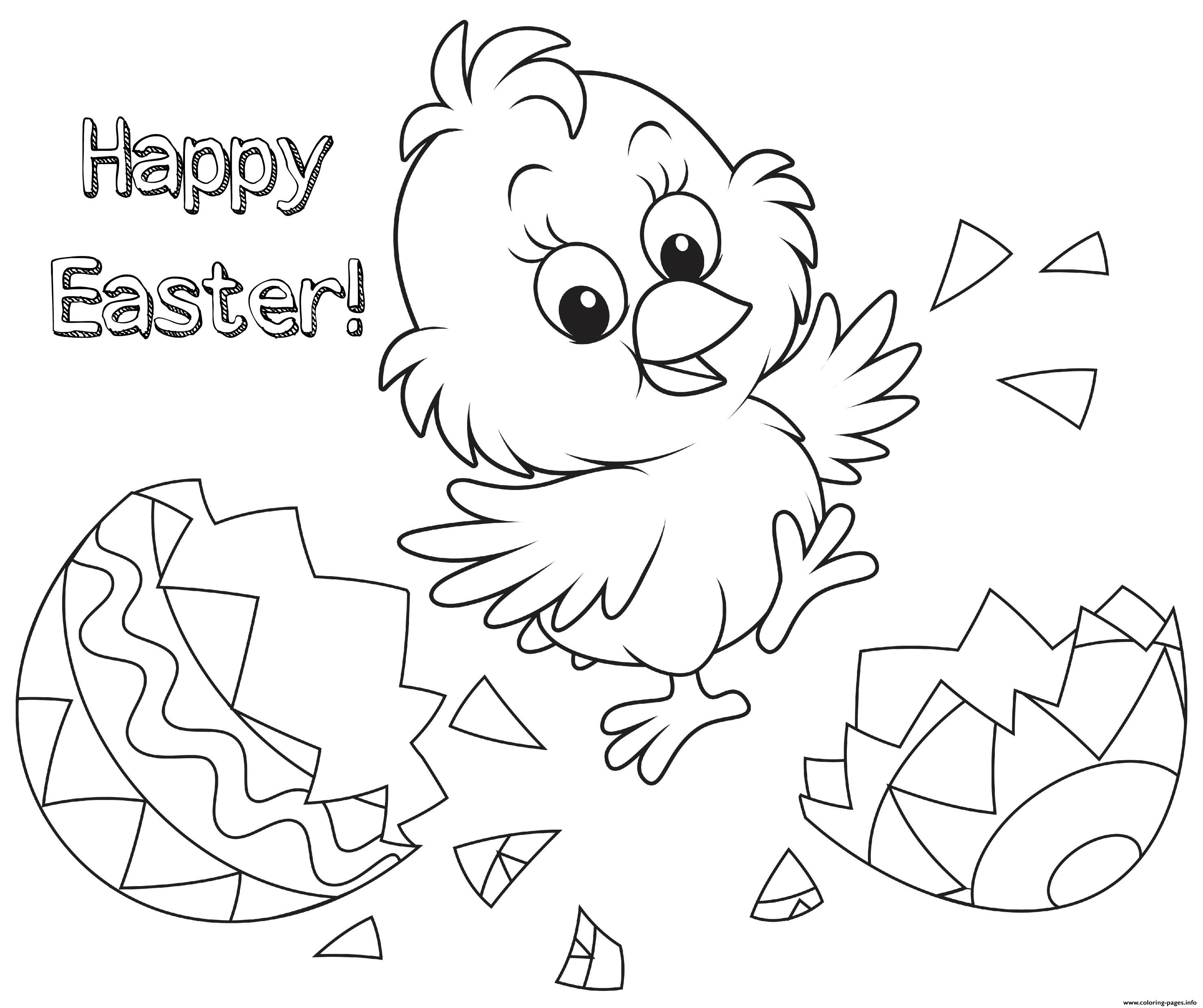 Happy Easter Chick Egg coloring