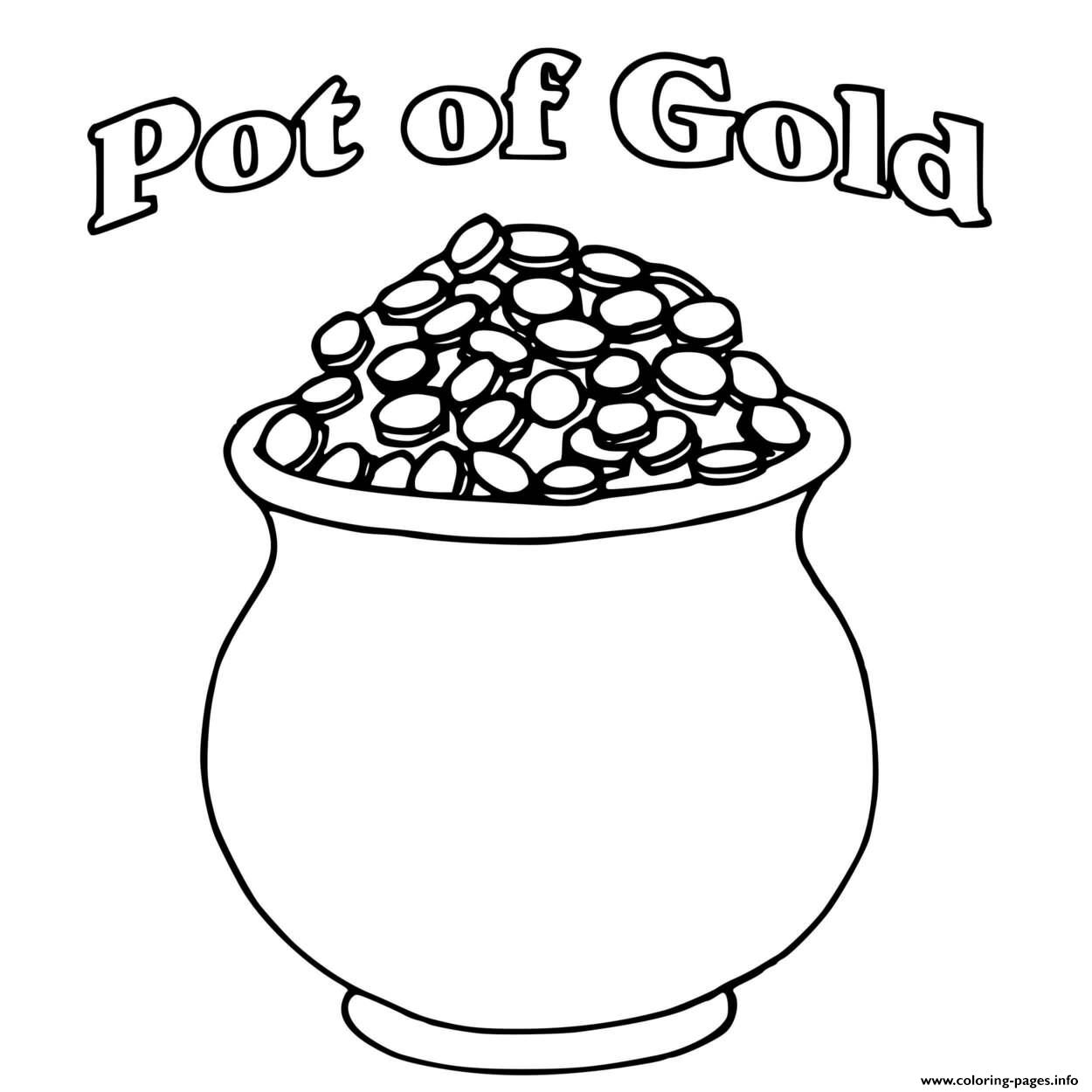 A Pot Of Gold Full Of Coins St Patricks coloring