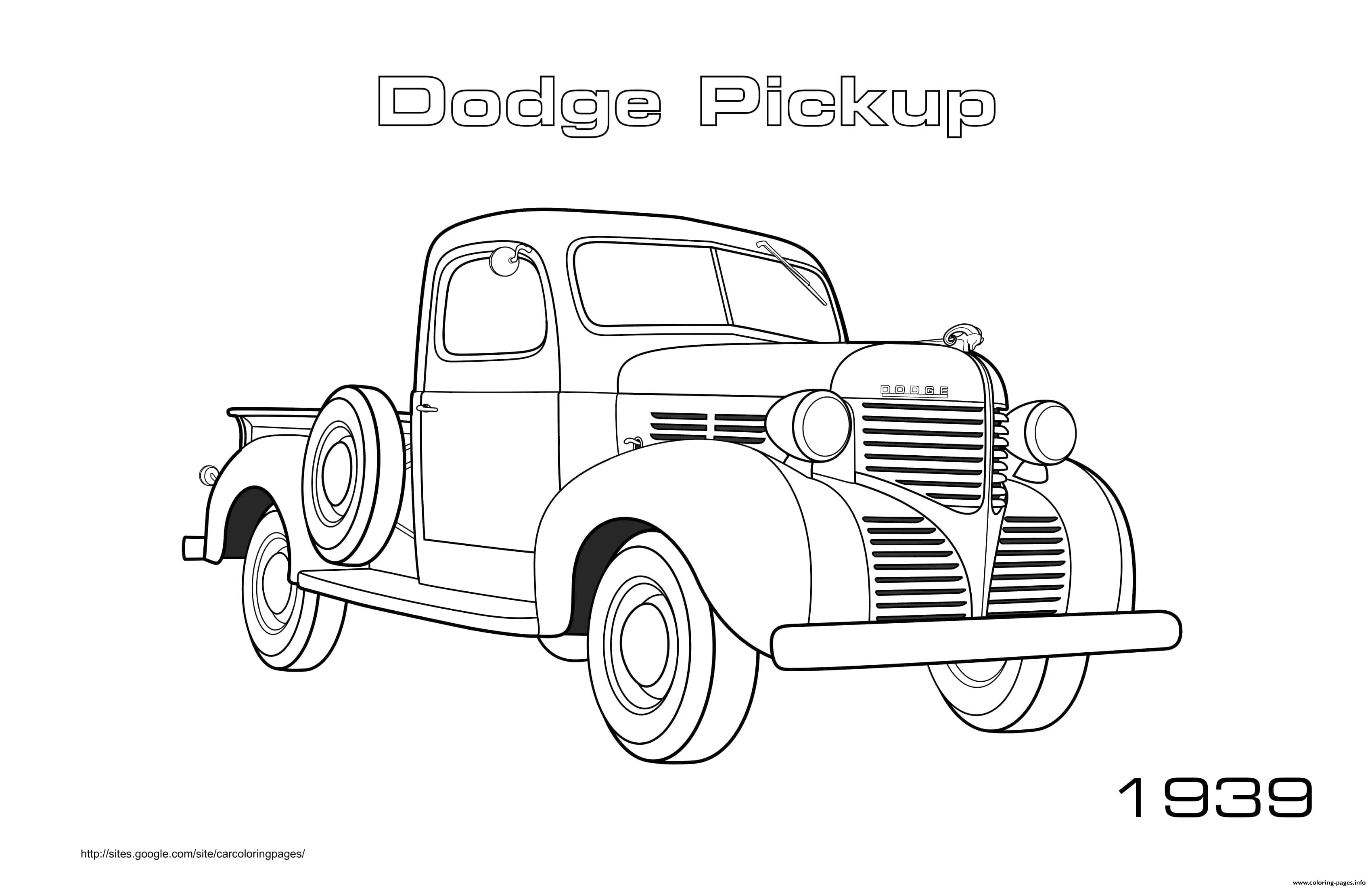 Old Car Dodge Pickup 1939 coloring