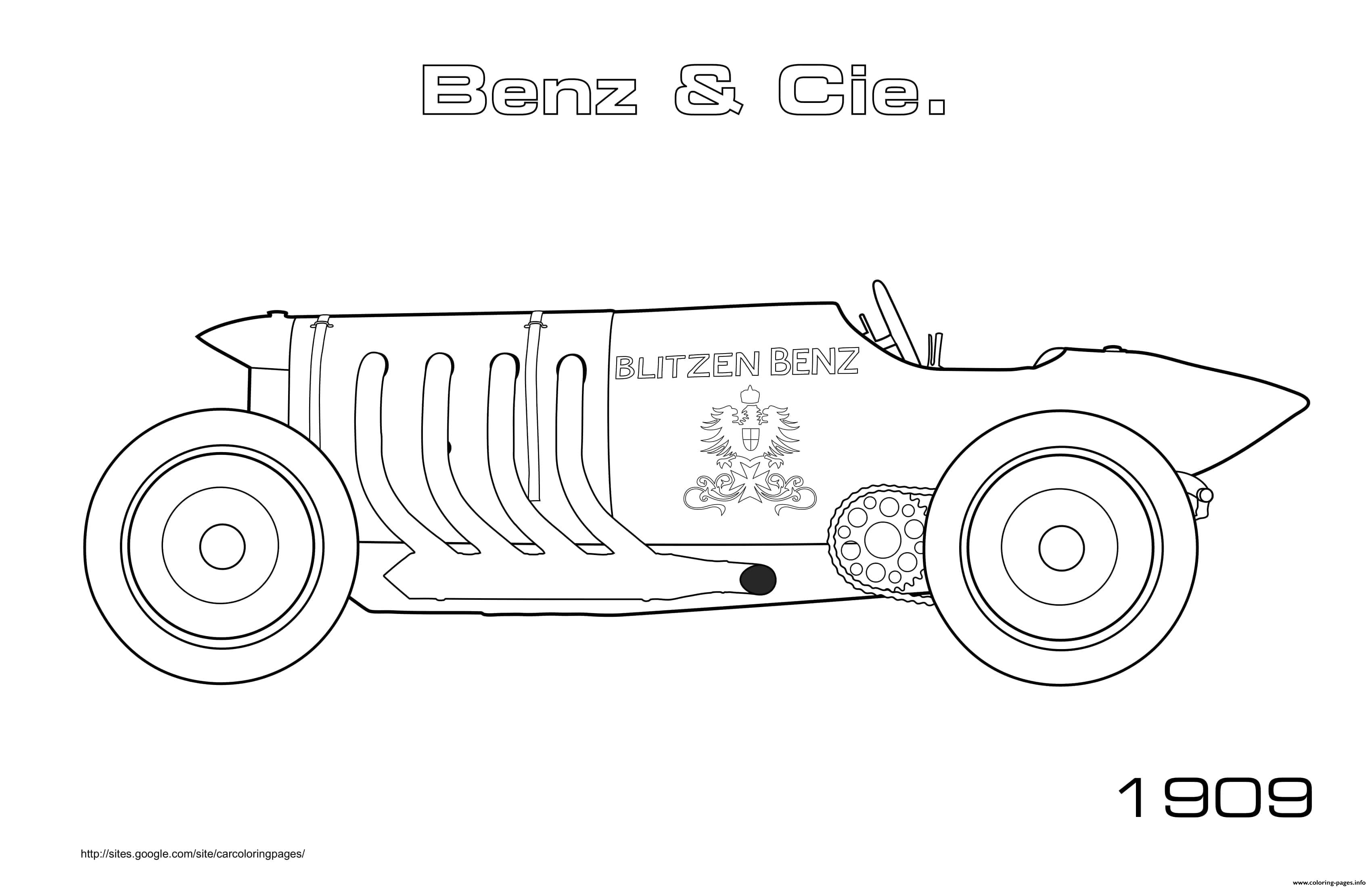 Old Car Benz Cie Blitzen Benz 1909 coloring