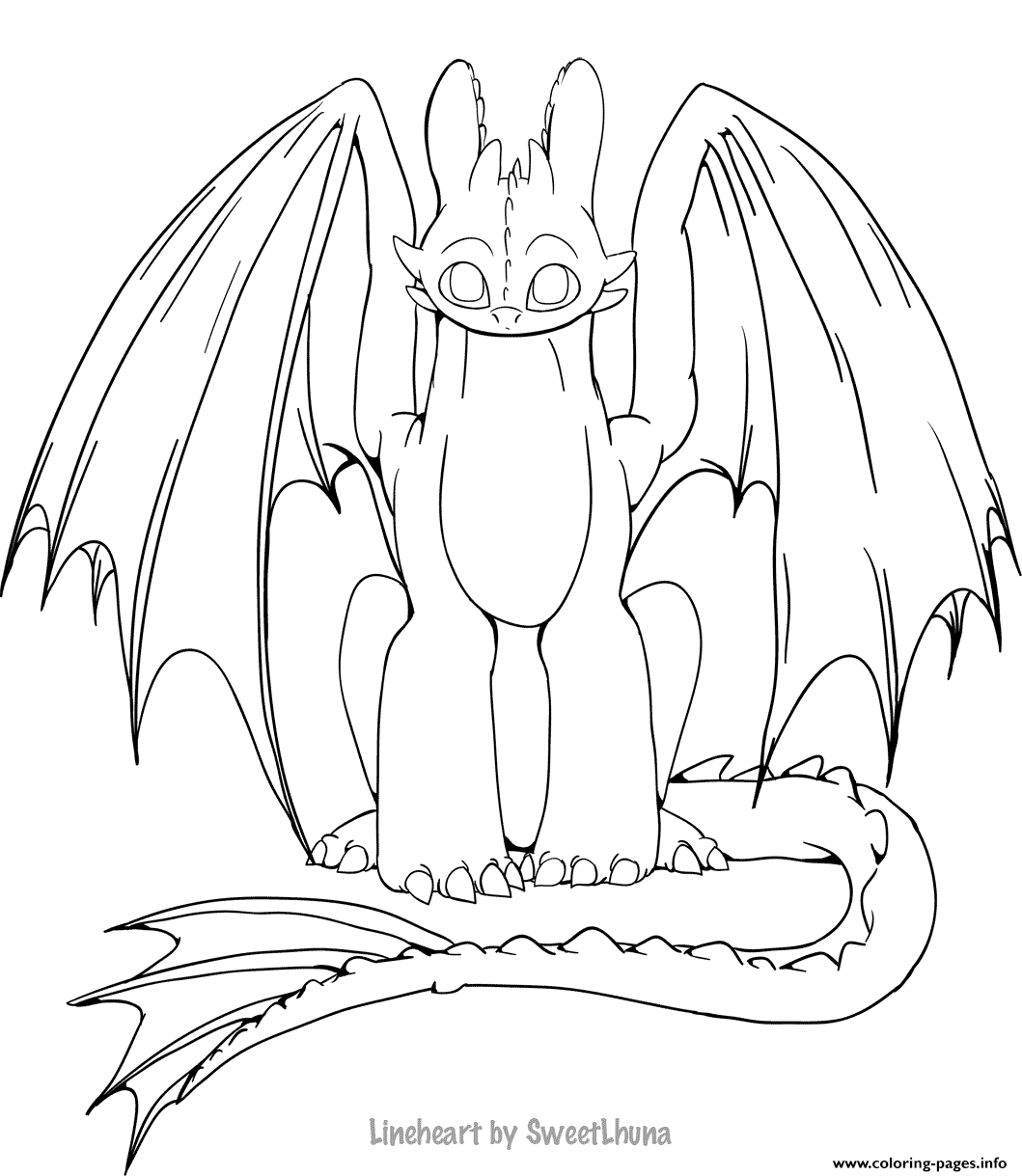 Toothless Lineheart By SweetLhuna coloring