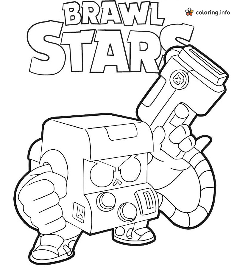 8-Bit Arcade Robot with Blaster, Brawl Stars coloring sheet 8-Bit Arcade Robot with Blaster, Brawl Stars coloring sheet