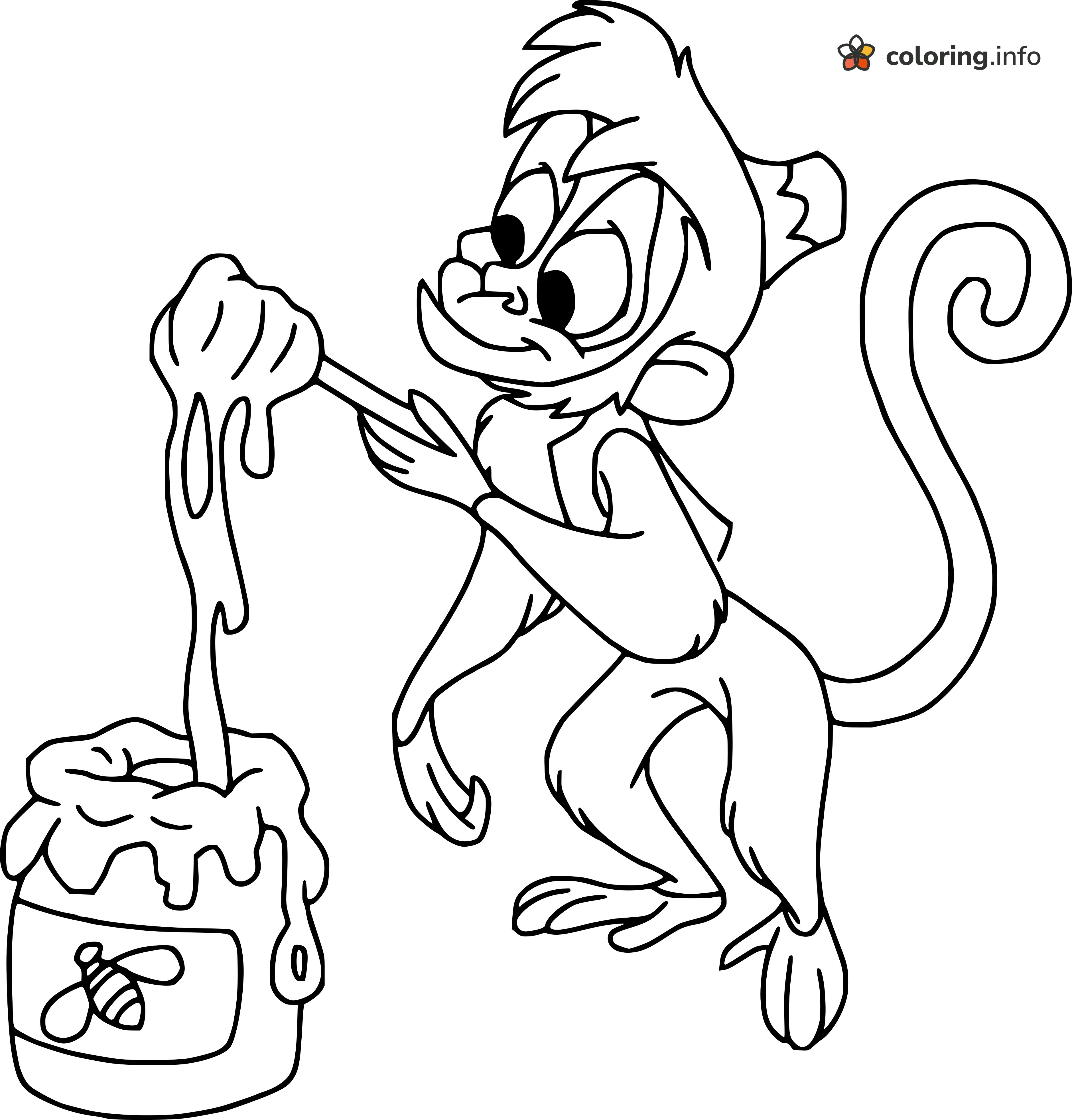 Aladdin's Abu With a Honey Dipper and Jar coloring page Aladdin's Abu With a Honey Dipper and Jar coloring page