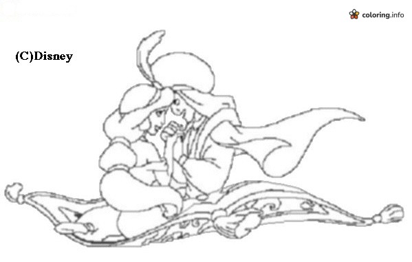 Magic Carpet Ride for Aladdin and Jasmine coloring page Magic Carpet Ride for Aladdin and Jasmine coloring page