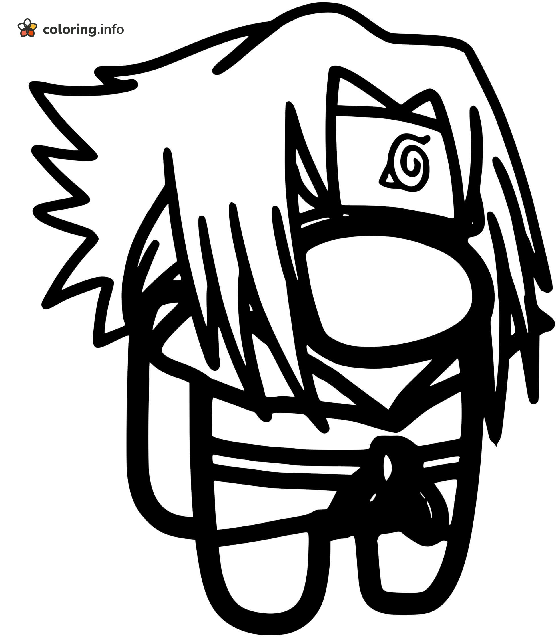 Sasuke Uchiha Among Us Crewmate Costume coloring sheet Sasuke Uchiha Among Us Crewmate Costume coloring sheet