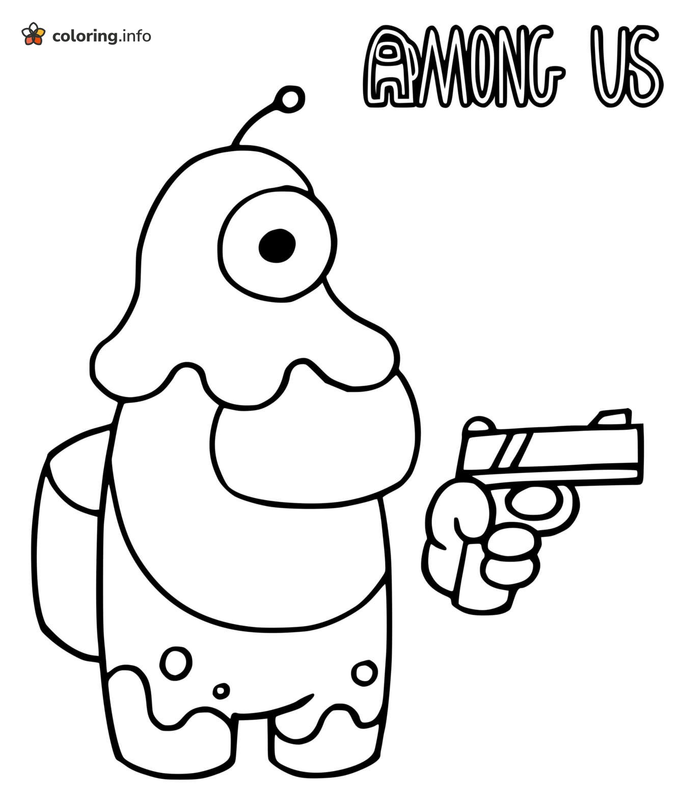 Slime-Capped Among Us Crewmate With a Handgun coloring page Slime-Capped Among Us Crewmate With a Handgun coloring page