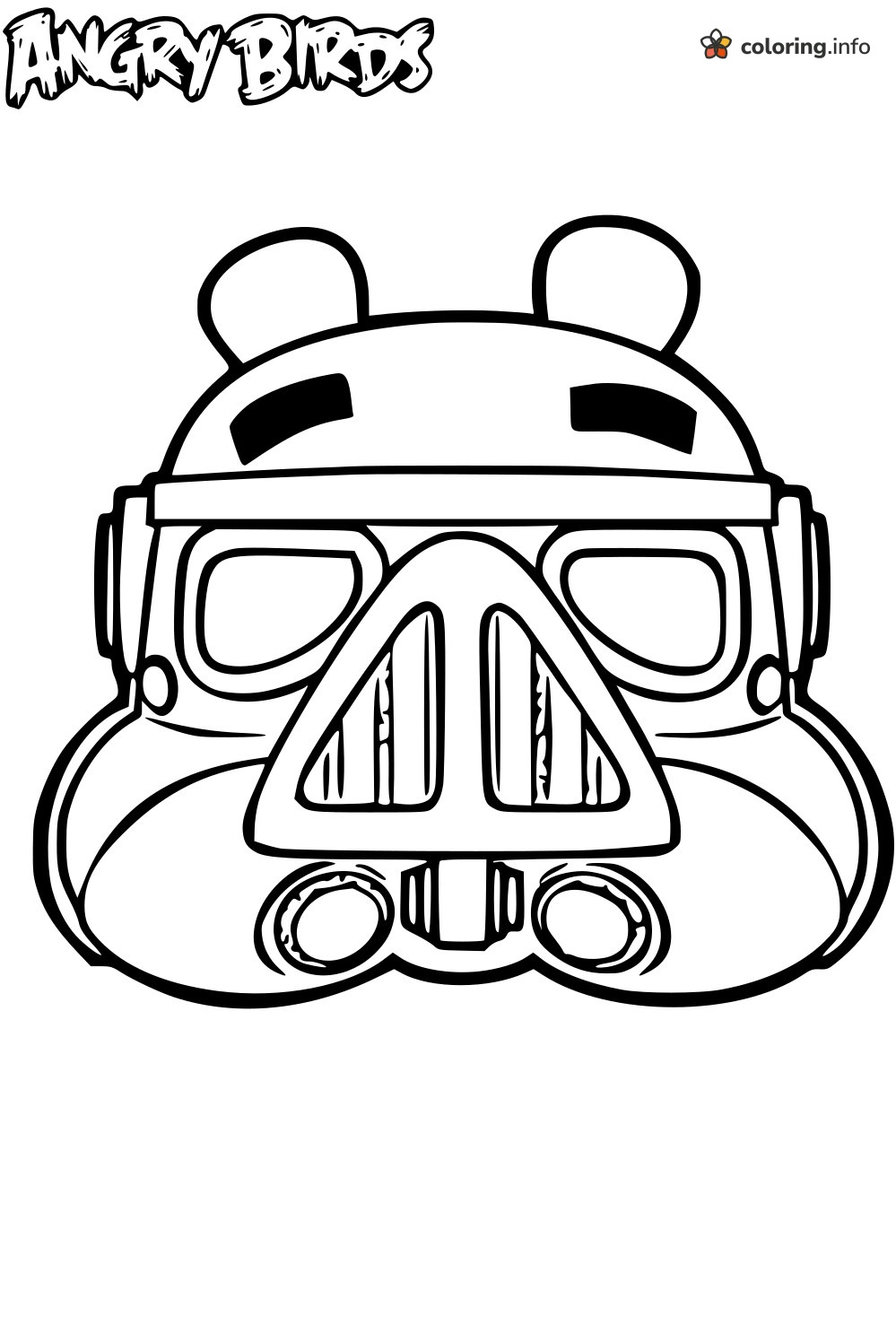 Stormtrooper Pig Helmet Face, Angry Birds Star Wars coloring page Stormtrooper Pig Helmet Face, Angry Birds Star Wars coloring page