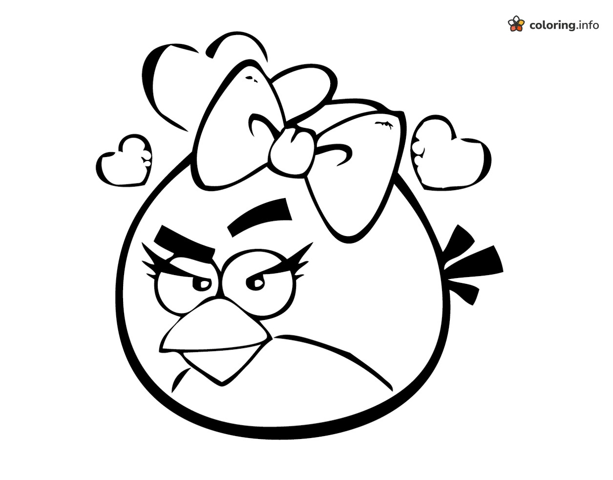 Stella With Bow and Hearts, Angry Birds Coloring Stella With Bow and Hearts, Angry Birds Coloring