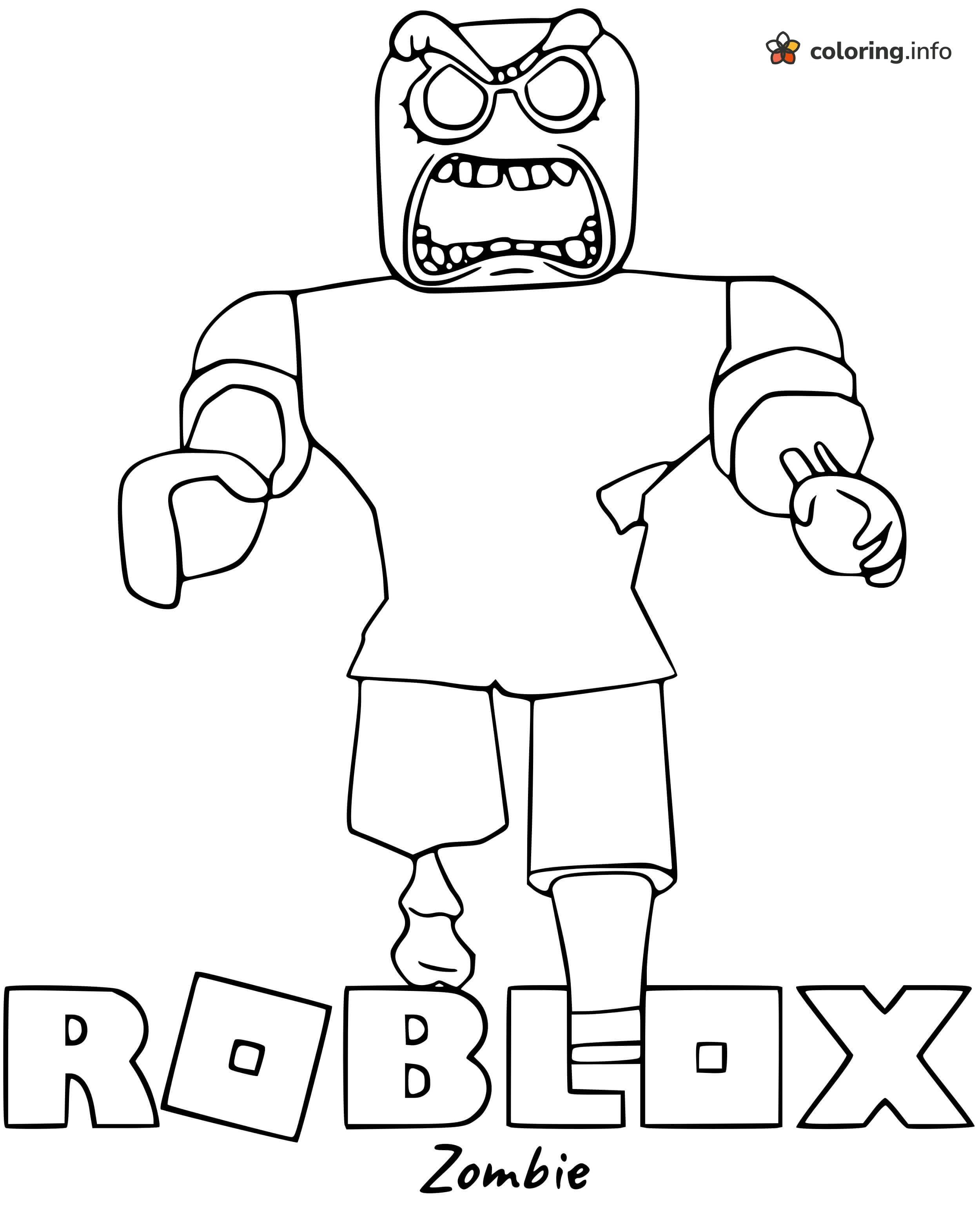 Angry Zombie Walking Forward, Roblox Coloring Page Angry Zombie Walking Forward, Roblox Coloring Page