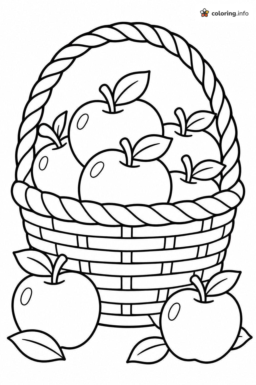 Basket of Apples With Rope Handle coloring sheet Basket of Apples With Rope Handle coloring sheet