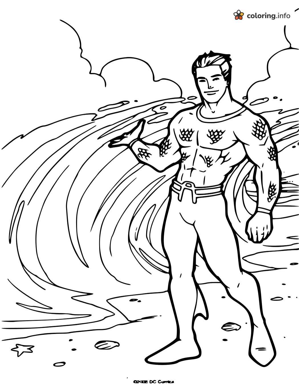 Beach Day Aquaman With a Huge Curling Wave coloring page Beach Day Aquaman With a Huge Curling Wave coloring page
