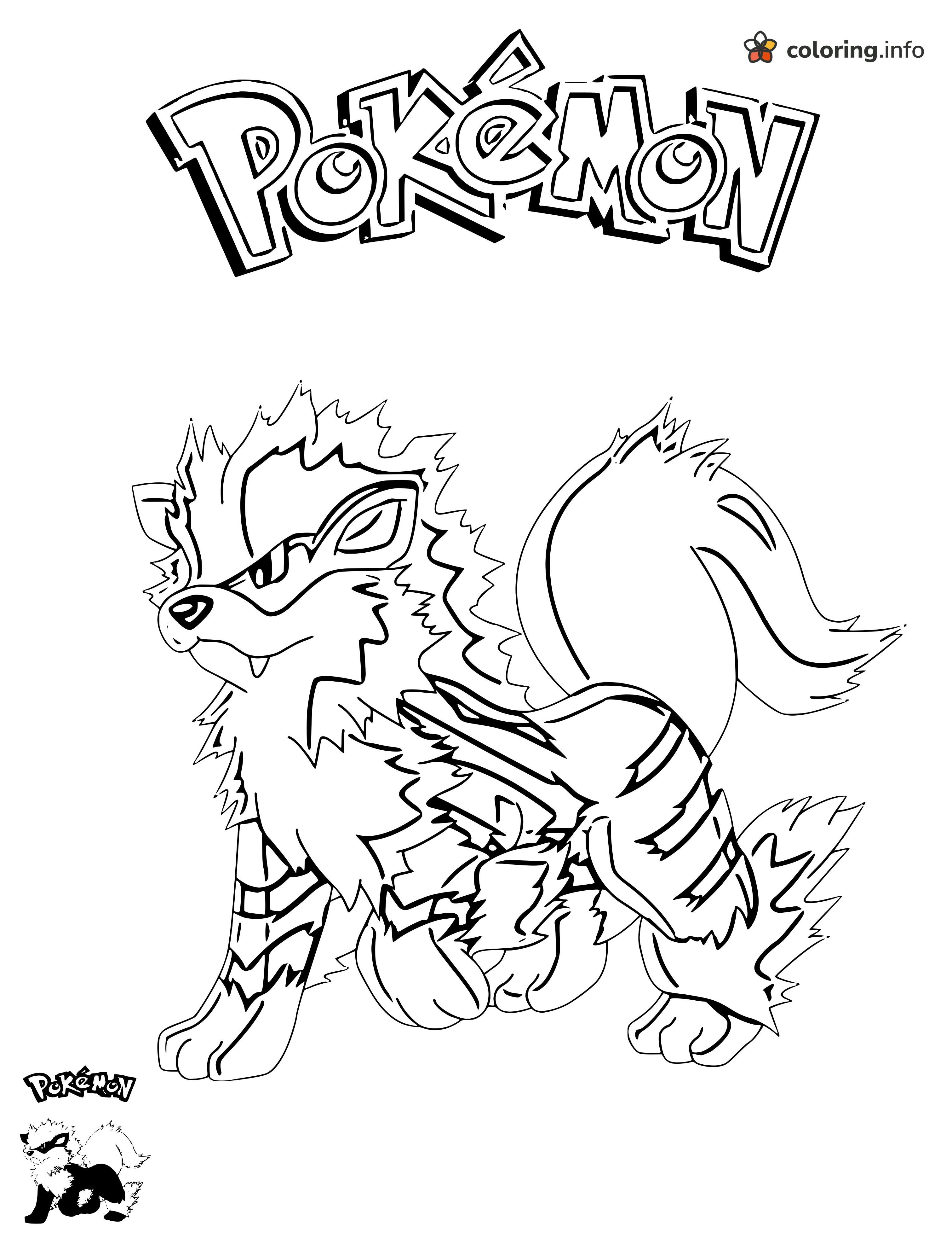 Arcanine Pokémon With Fluffy Mane and Curled Tail coloring page Arcanine Pokémon With Fluffy Mane and Curled Tail coloring page