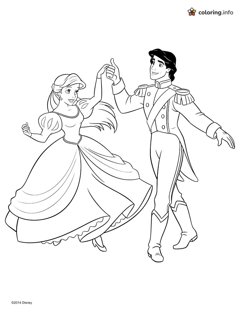 Prince Eric and Ariel Twirling, The Little Mermaid Coloring Page Prince Eric and Ariel Twirling, The Little Mermaid Coloring Page