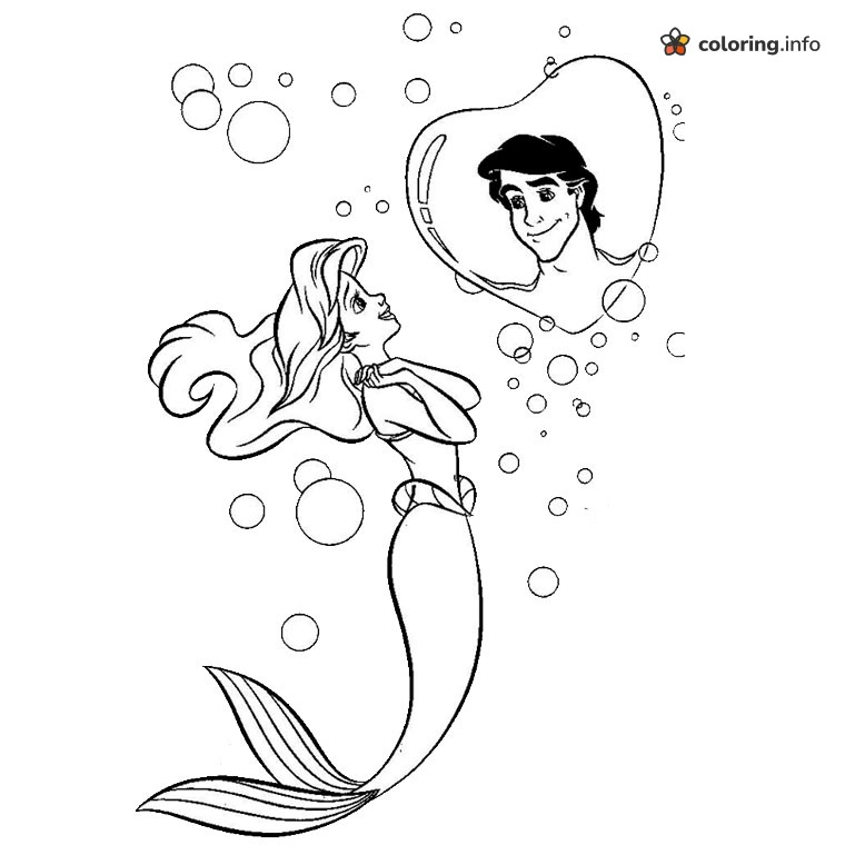 Daydreaming About Prince Eric in The Little Mermaid coloring page Daydreaming About Prince Eric in The Little Mermaid coloring page