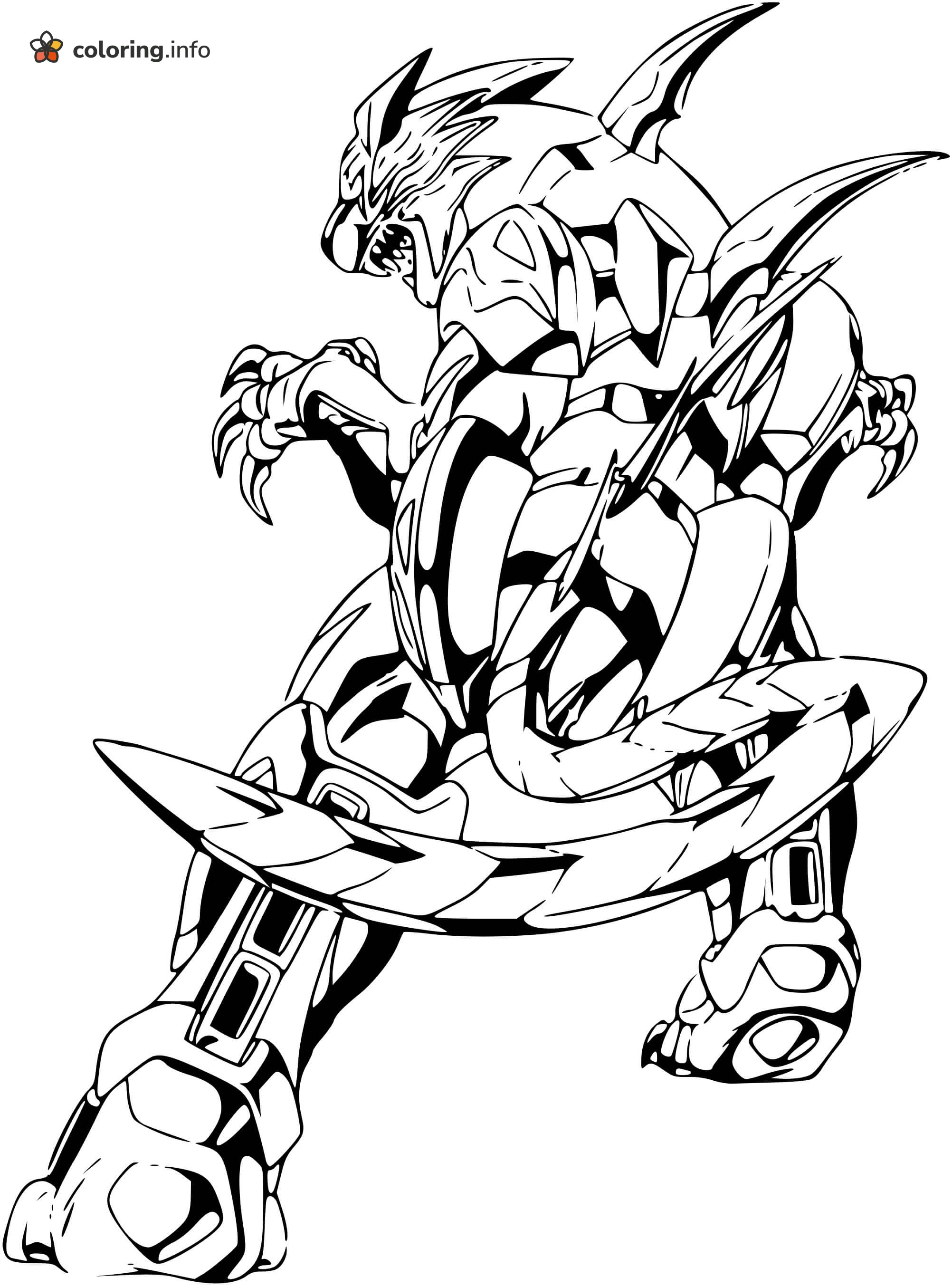 Armored Dragon Seen From Behind, Bakugan Creature coloring page Armored Dragon Seen From Behind, Bakugan Creature coloring page