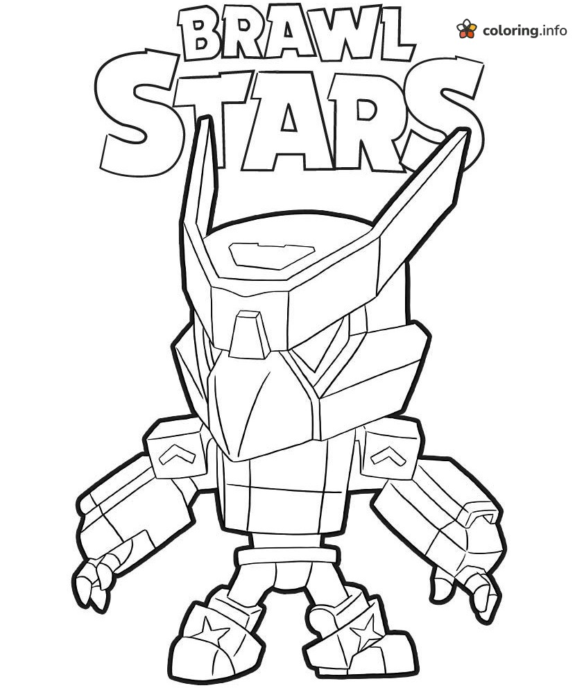Horned Armor Robot Brawler From Brawl Stars printable coloring page Horned Armor Robot Brawler From Brawl Stars printable coloring page