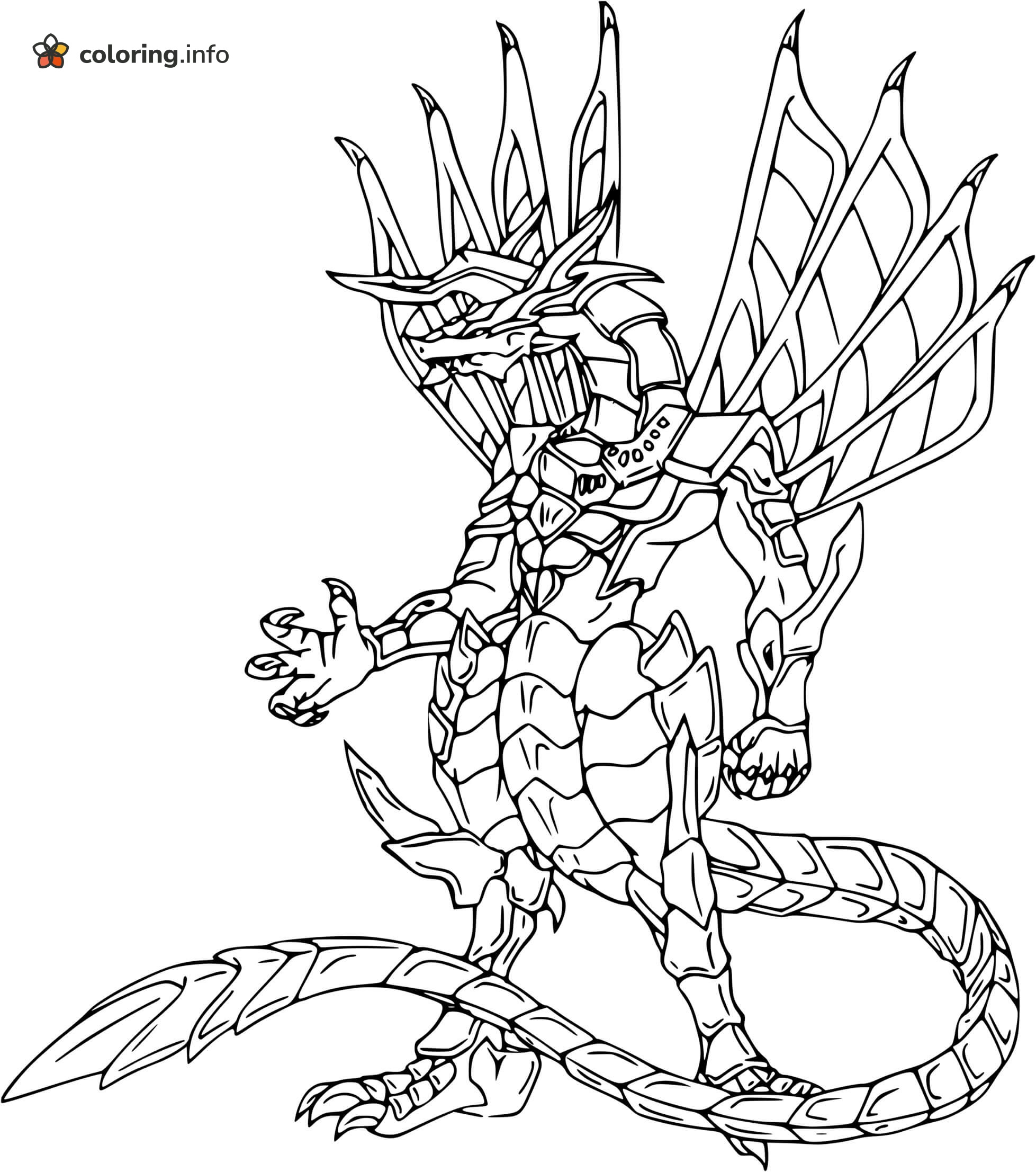 Spiked-Tail Armored Dragon, Bakugan Coloring Page Spiked-Tail Armored Dragon, Bakugan Coloring Page