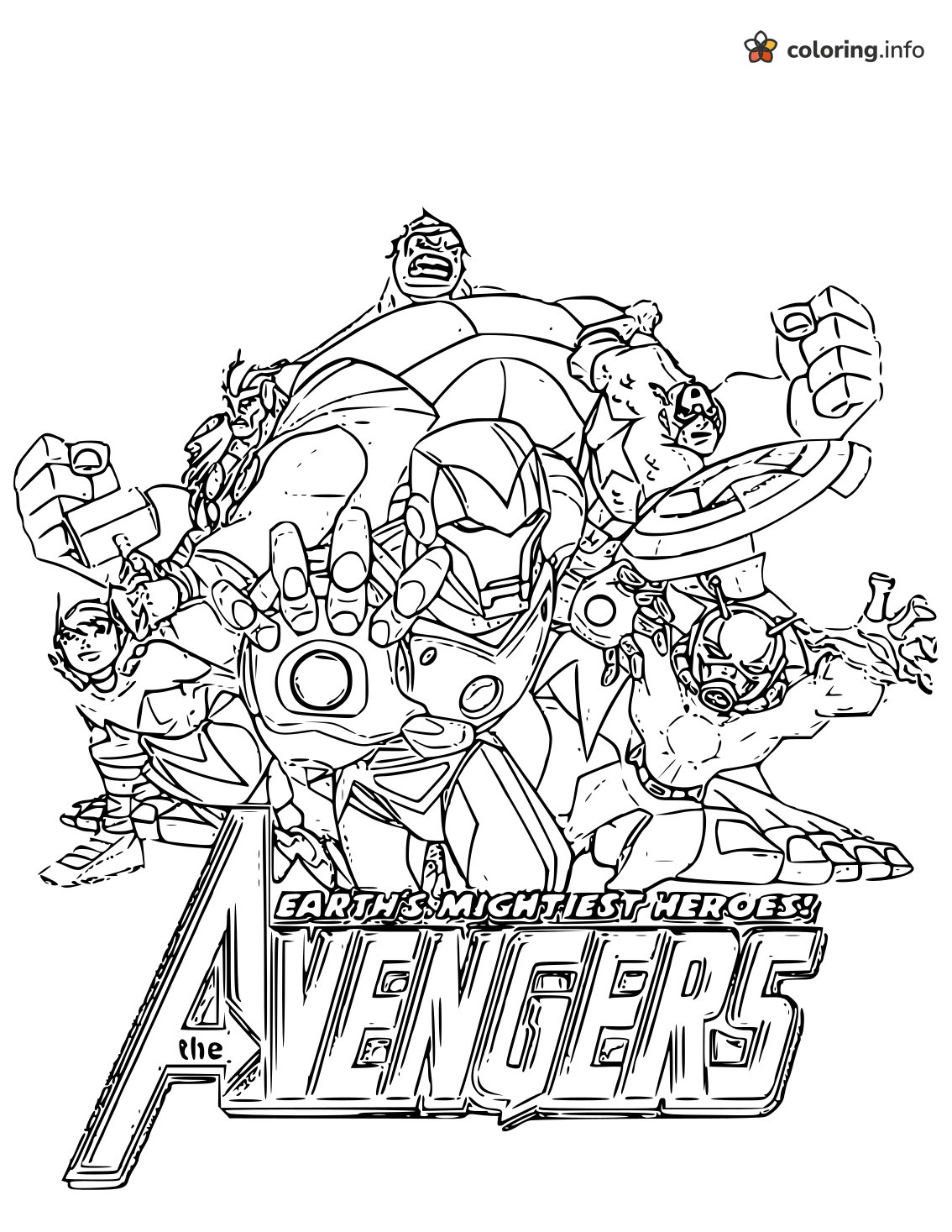 Avengers Earth's Mightiest Heroes Logo Team Page coloring page Avengers Earth's Mightiest Heroes Logo Team Page coloring page