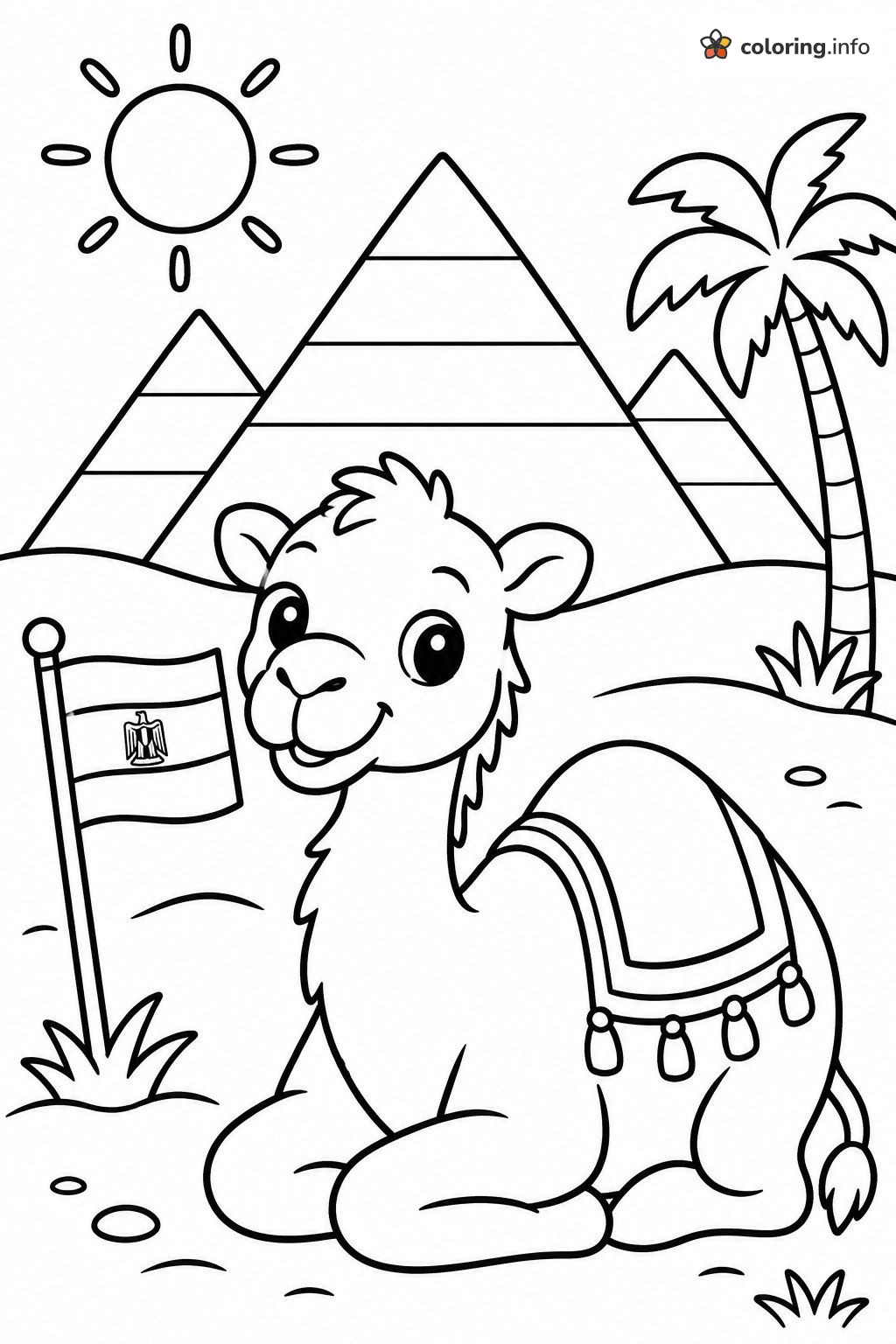 Baby Camel by the Pyramids: Egypt Countries Coloring Sheet Baby Camel by the Pyramids: Egypt Countries Coloring Sheet