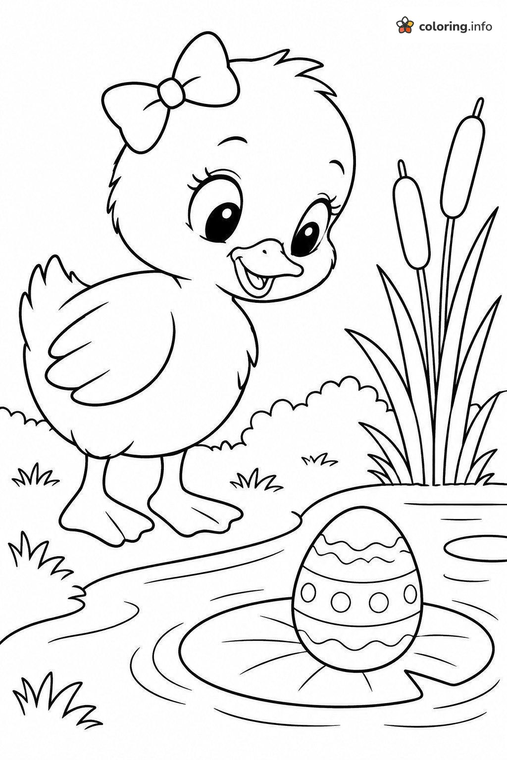 Duckling and Lily Pad Easter Egg by the Pond coloring page Duckling and Lily Pad Easter Egg by the Pond coloring page
