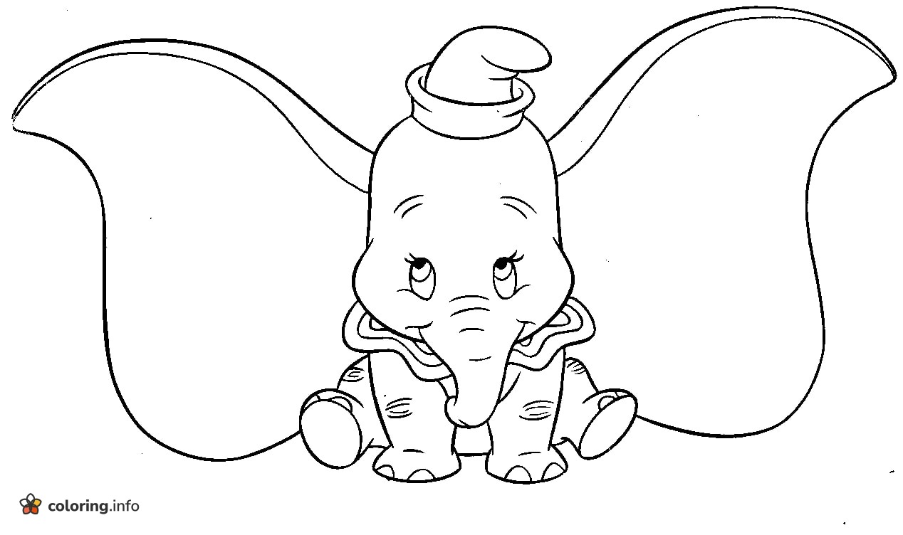 Baby Dumbo Sitting With Giant Ears, a Disney Favorite coloring page Baby Dumbo Sitting With Giant Ears, a Disney Favorite coloring page