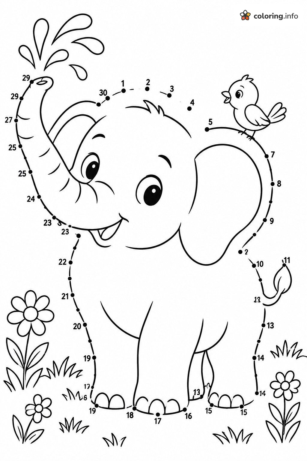Baby Elephant Connect the Dots Activity Sheets coloring sheet Baby Elephant Connect the Dots Activity Sheets coloring sheet