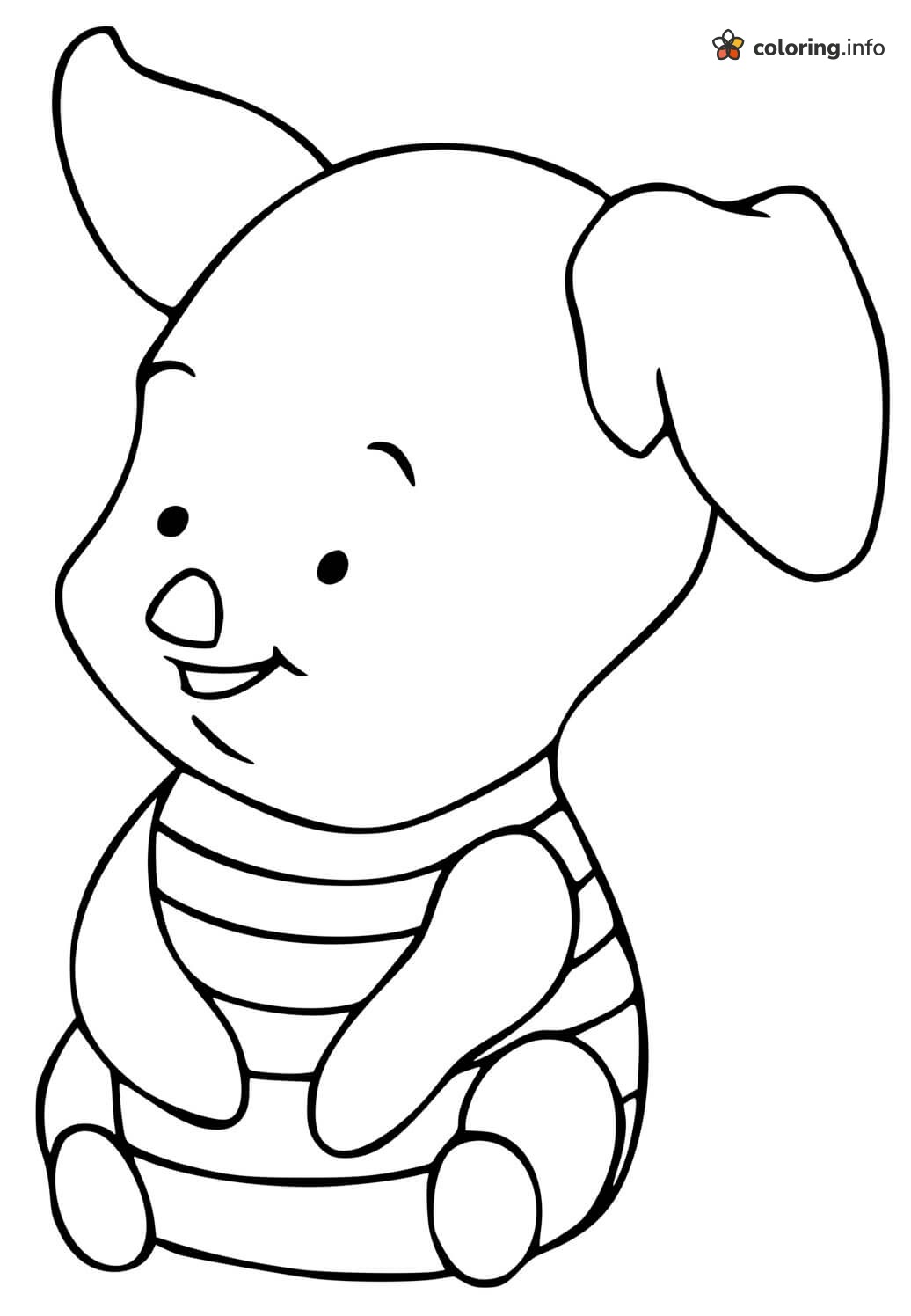 Little Piglet in His Striped Shirt, Disney Printable coloring page Little Piglet in His Striped Shirt, Disney Printable coloring page