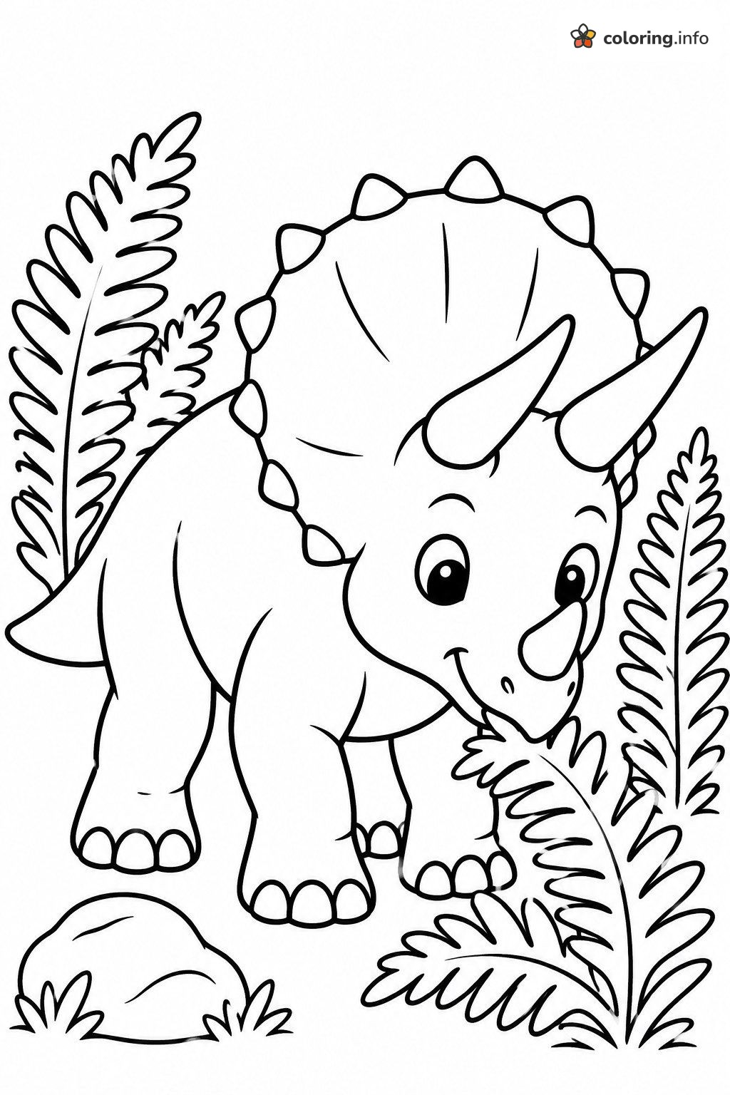 Fern Nibbling Baby Triceratops Dinosaur coloring page Fern Nibbling Baby Triceratops Dinosaur coloring page
