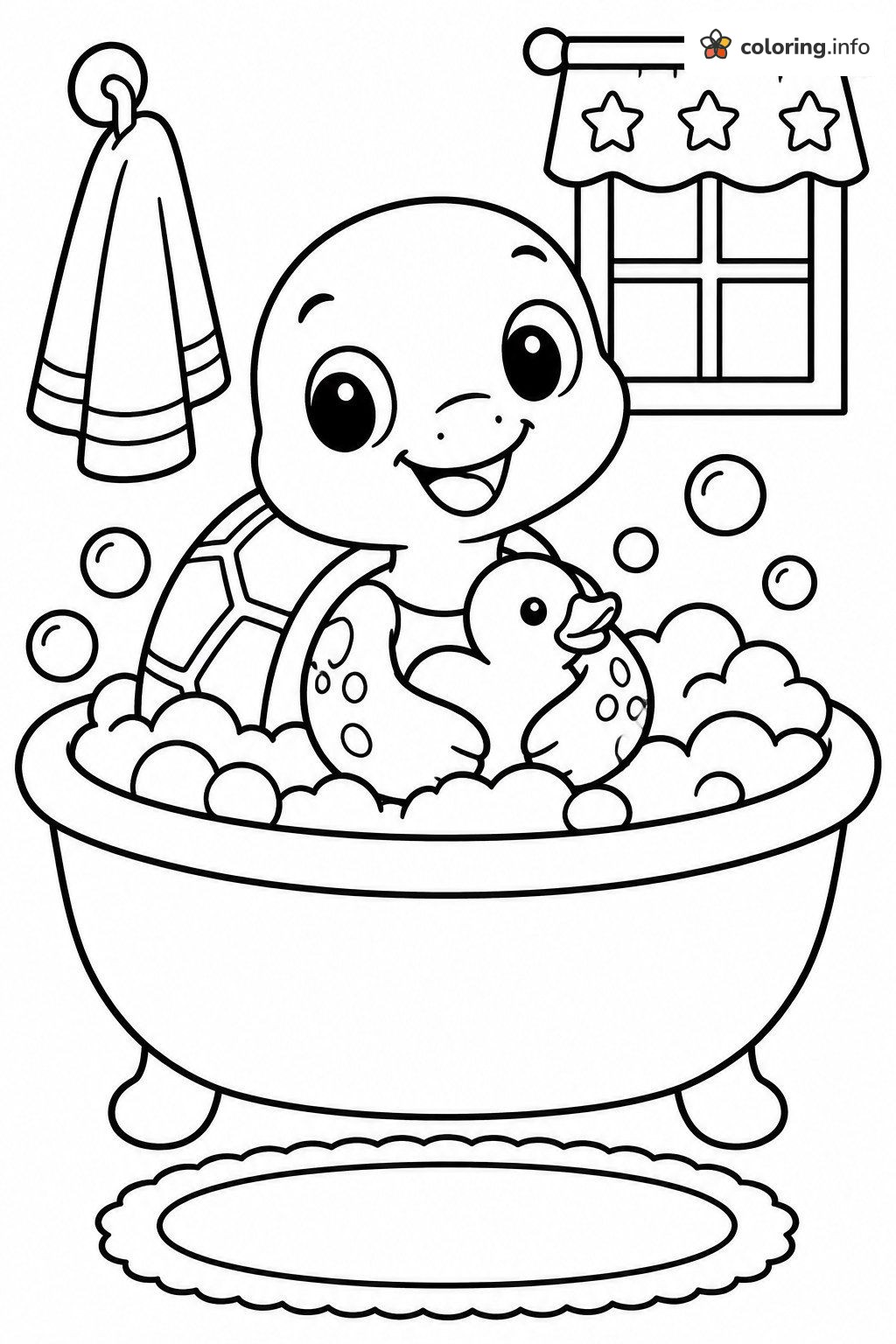 Bubble Bath Turtle with Rubber Duck, Adopt Me! Coloring Page Bubble Bath Turtle with Rubber Duck, Adopt Me! Coloring Page