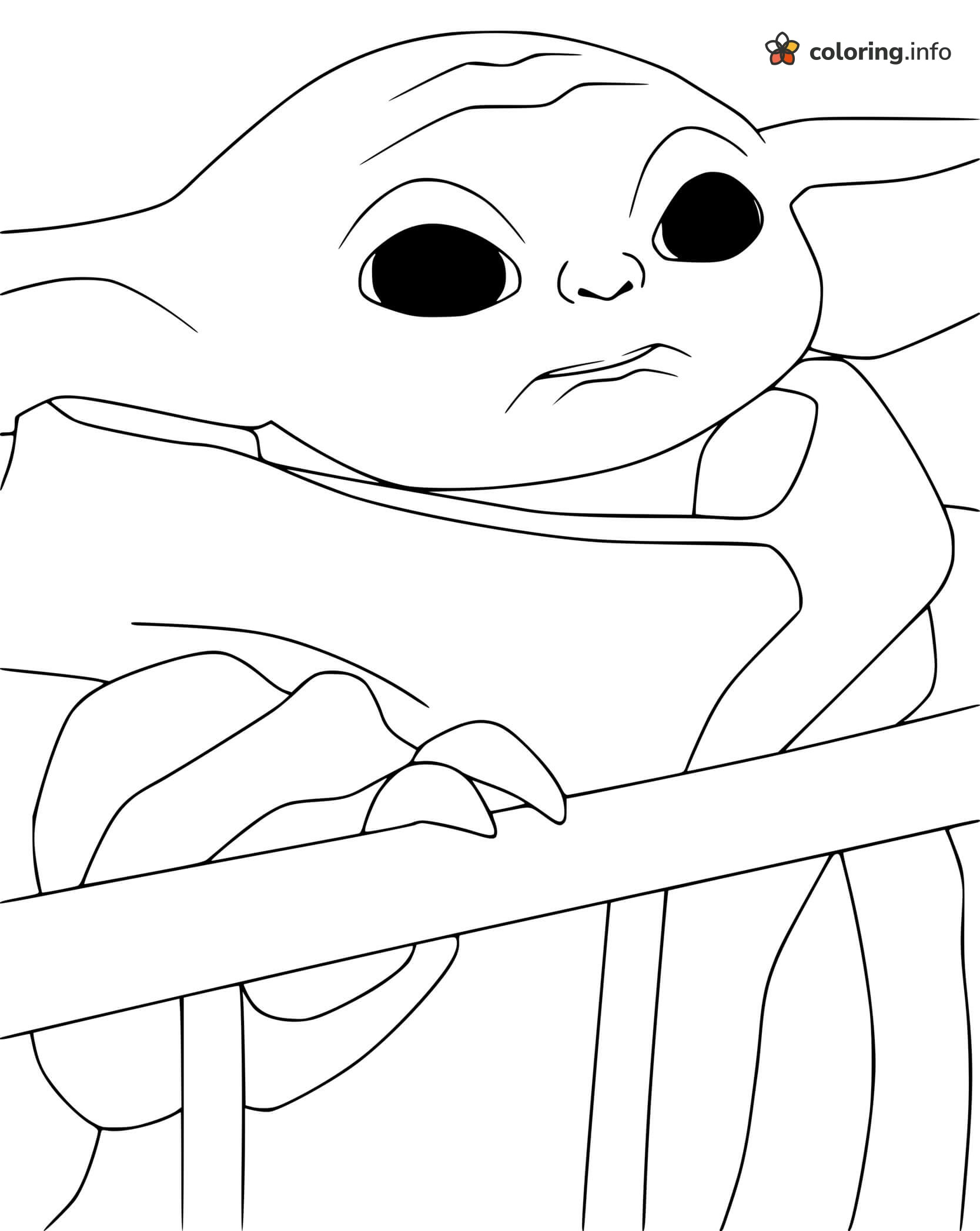 Worried Baby Yoda Gripping a Railing coloring sheet Worried Baby Yoda Gripping a Railing coloring sheet