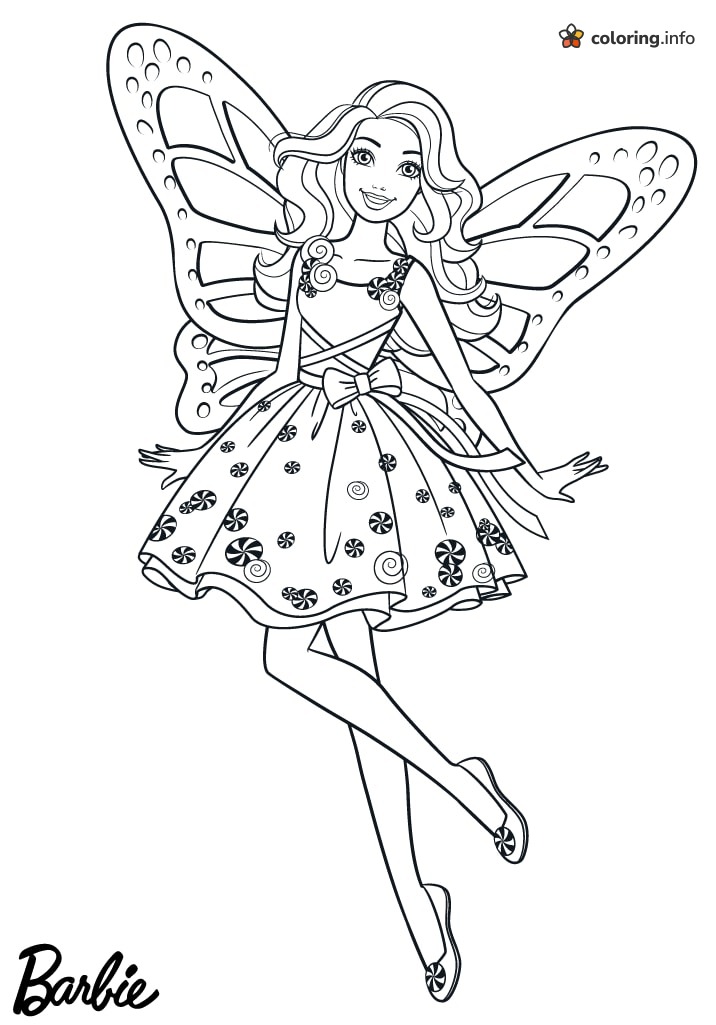Candy Swirl Dress Butterfly Fairy Barbie coloring page Candy Swirl Dress Butterfly Fairy Barbie coloring page