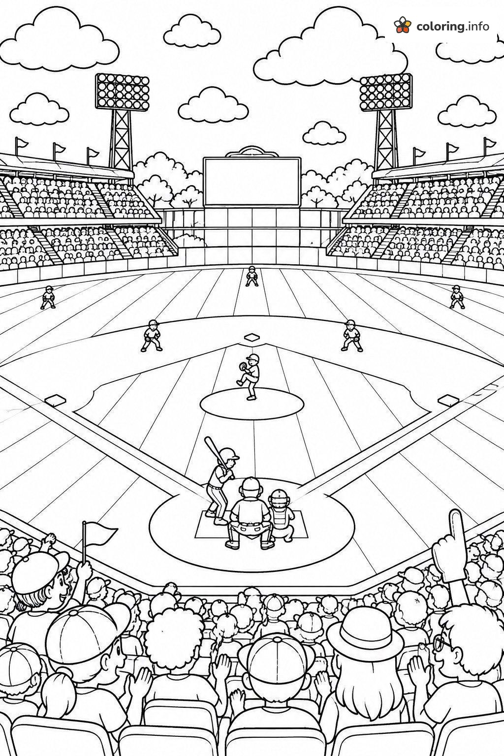 View From Behind Home Plate at a Baseball Stadium coloring page View From Behind Home Plate at a Baseball Stadium coloring page