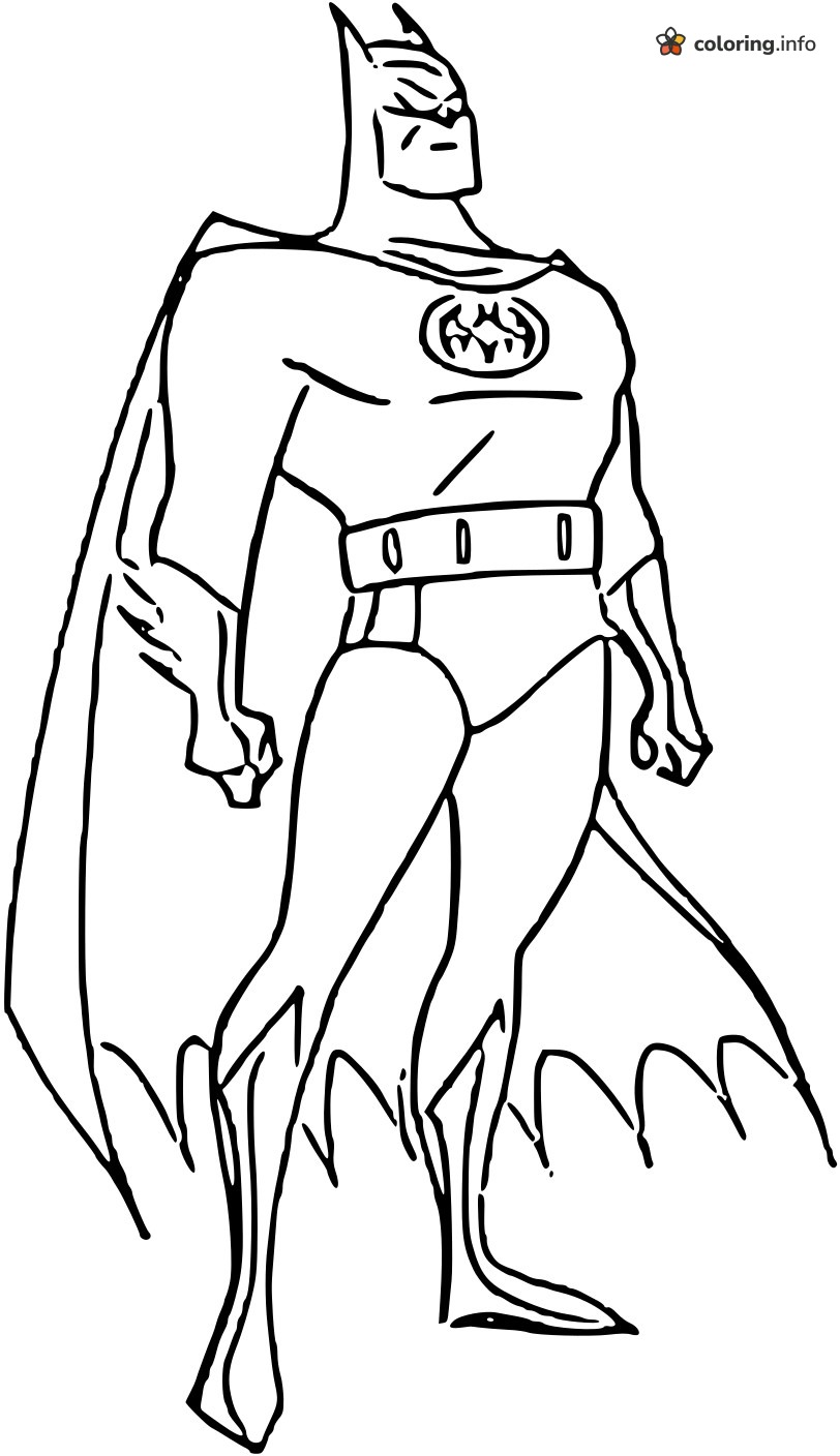 Heroic Batman in Classic Cartoon Style coloring page Heroic Batman in Classic Cartoon Style coloring page