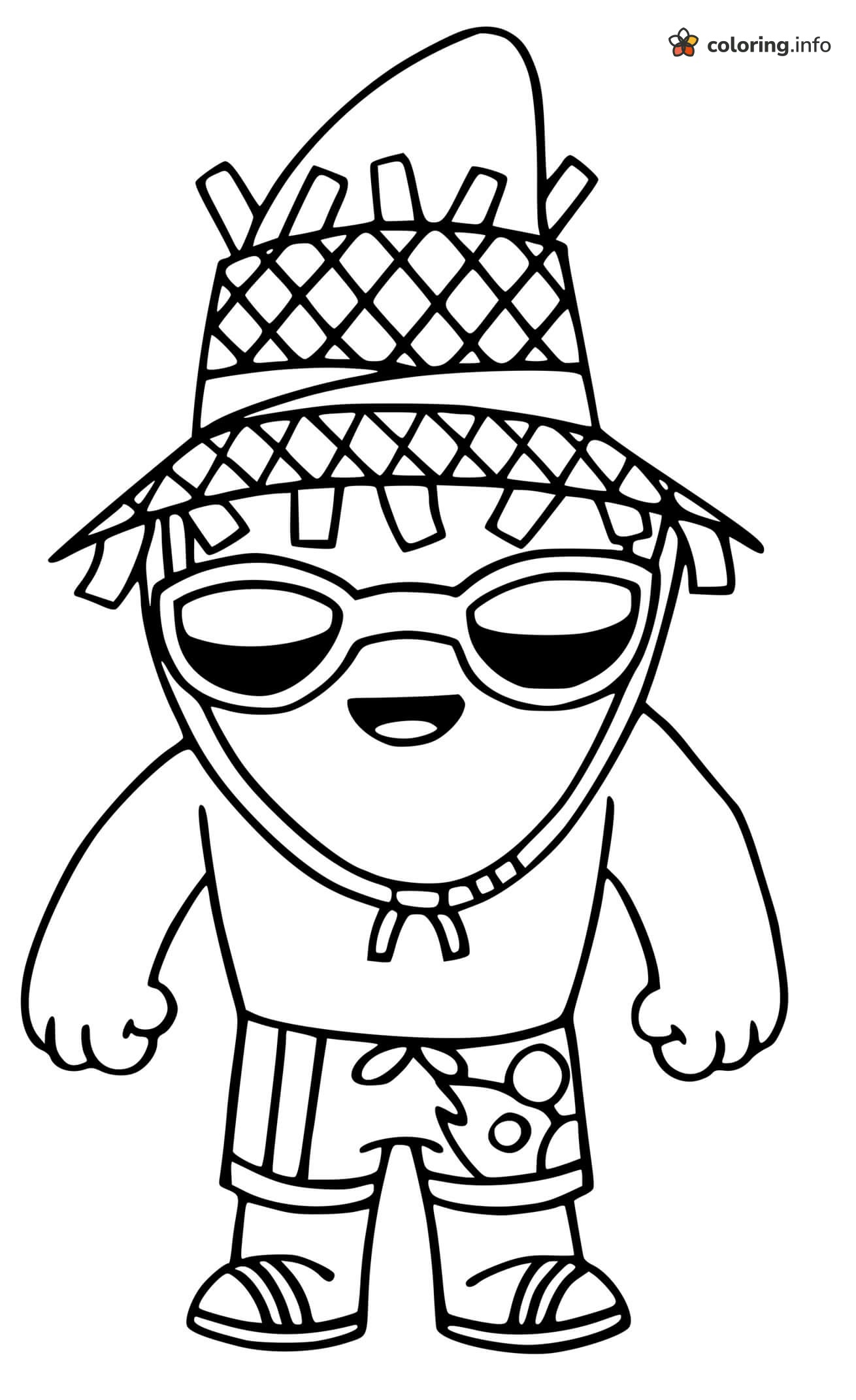 Beach Buddy Fortnite Character in a Straw Hat and Shades coloring page Beach Buddy Fortnite Character in a Straw Hat and Shades coloring page