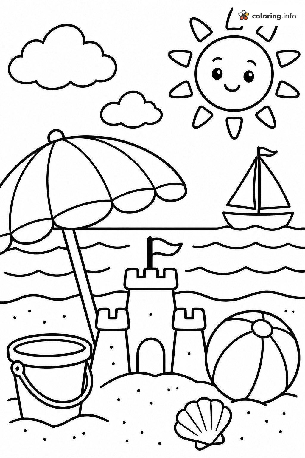 Seaside I Spy Beach Day with Sandcastle and Sailboat coloring page Seaside I Spy Beach Day with Sandcastle and Sailboat coloring page